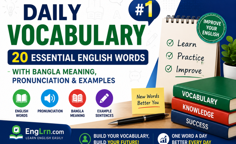 Daily Vocabulary #1 20 Essential English Words with Bangla Meaning