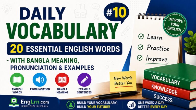 Daily Vocabulary #10, 20 Essential English Words with Bangla Meaning