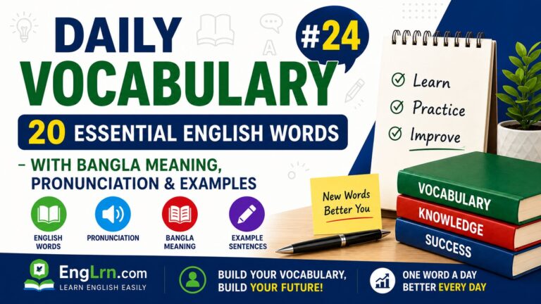 Daily Vocabulary #24, 20 Essential English Words with Bangla Meaning