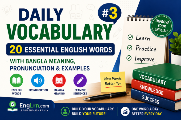 Daily Vocabulary #3 20 Useful English Words with Bangla Meaning