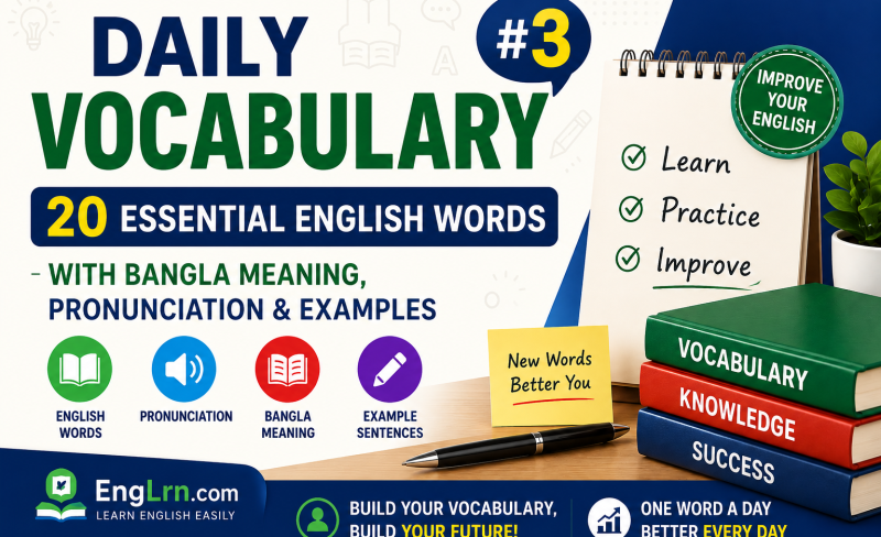 Daily Vocabulary #3 20 Useful English Words with Bangla Meaning