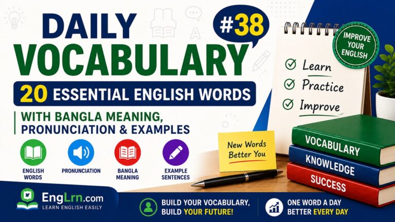 Daily Vocabulary #38, 20 Essential English Words with Bangla Meaning