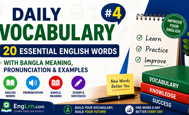 Daily Vocabulary #4 20 Essential English Words with Bangla Meaning