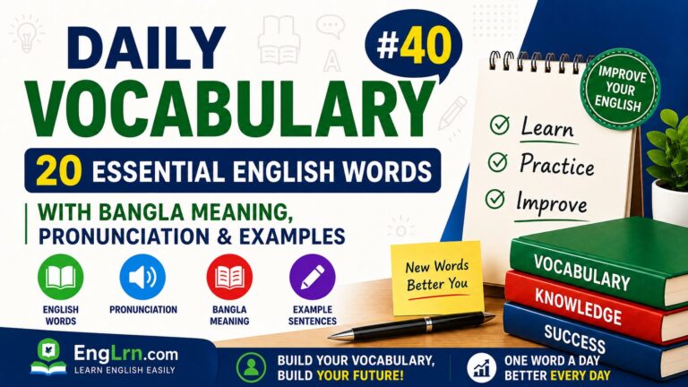 Daily Vocabulary #40, 20 Essential English Words with Bangla Meaning