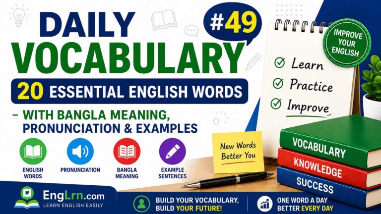 Daily Vocabulary #49, 20 Essential English Words with Bangla Meaning