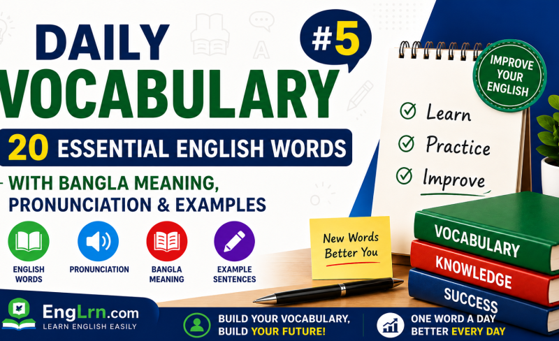 Daily Vocabulary #5 20 Essential English Words with Bangla Meaning