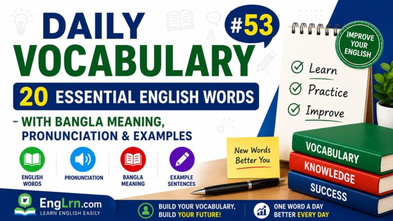 Daily Vocabulary #53, 20 Essential English Words with Bangla Meaning