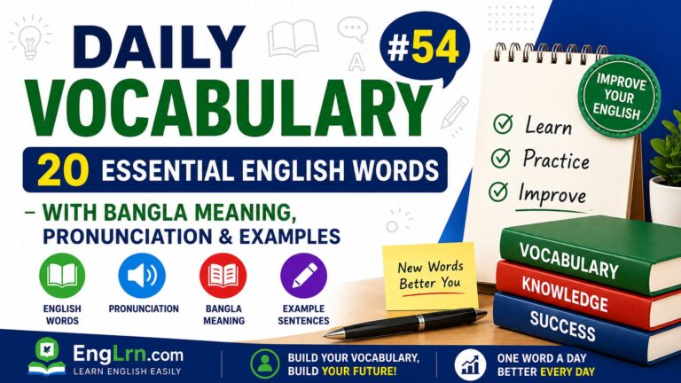 Daily Vocabulary #54, 20 Essential English Words with Bangla Meaning