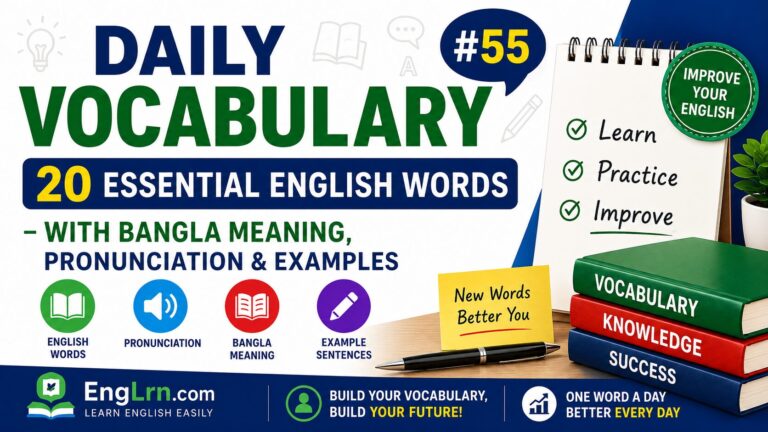 Daily Vocabulary #55, 20 Essential English Words with Bangla Meaning