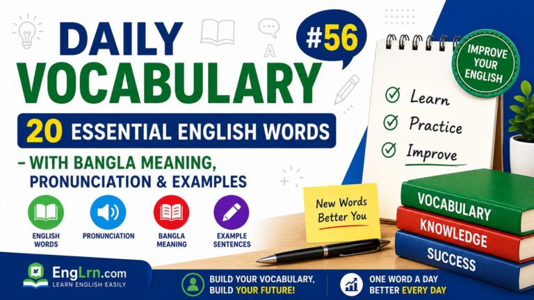 Daily Vocabulary #56, 20 Essential English Words with Bangla Meaning