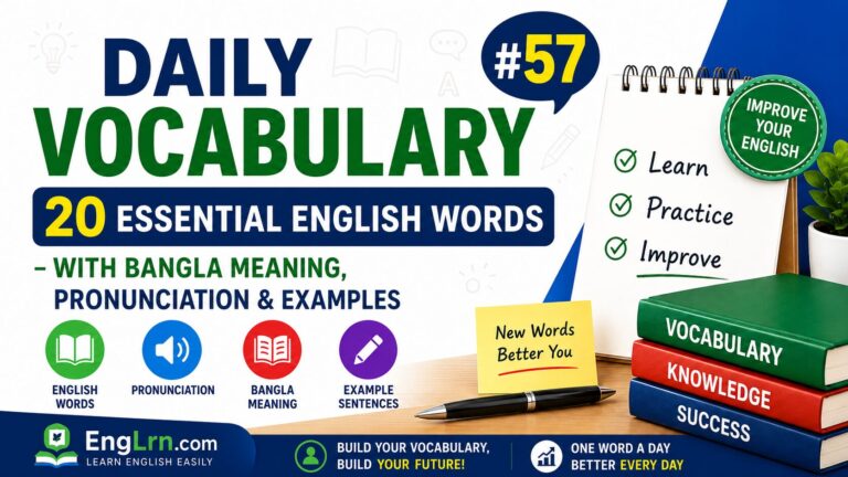Daily Vocabulary #57, 20 Essential English Words with Bangla Meaning