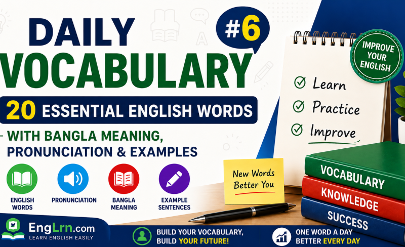 Daily Vocabulary #6, 20 Essential English Words with Bangla Meaning
