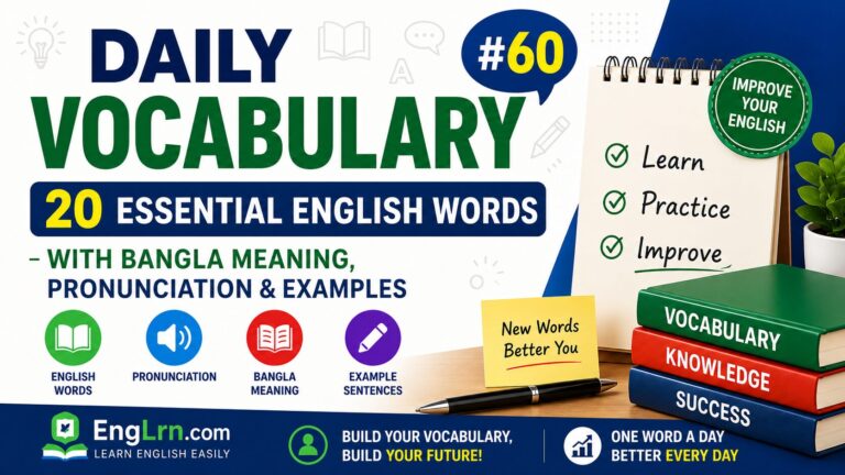 Daily Vocabulary #60, 20 Essential English Words with Bangla Meaning