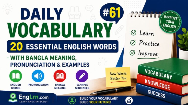 Daily Vocabulary #61, 20 Essential English Words with Bangla Meaning