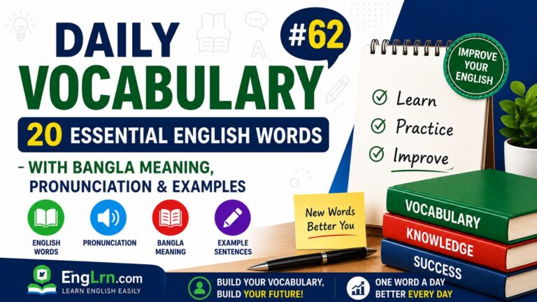 Daily Vocabulary #62, 20 Essential English Words with Bangla Meaning