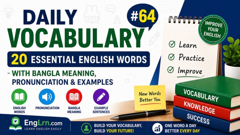 Daily Vocabulary #64, 20 Essential English Words with Bangla Meaning