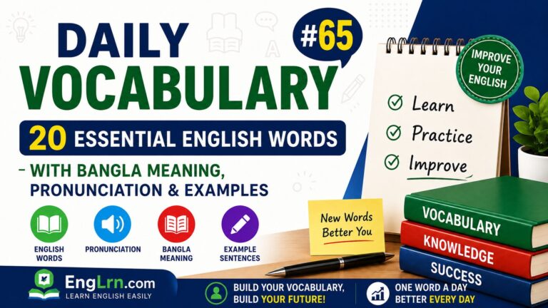 Daily Vocabulary #65, 20 Essential English Words with Bangla Meaning