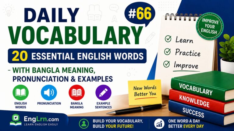 Daily Vocabulary #66, 20 Essential English Words with Bangla Meaning