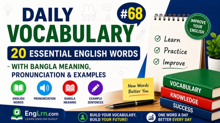 Daily Vocabulary #68, 20 Essential English Words with Bangla Meaning