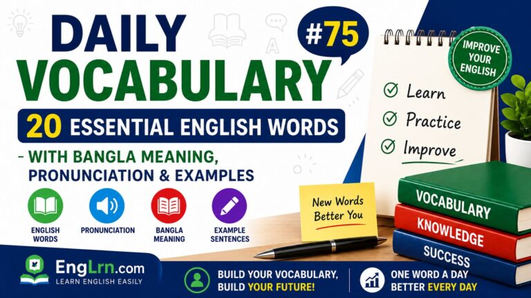 Daily Vocabulary #75, 20 Essential English Words with Bangla Meaning