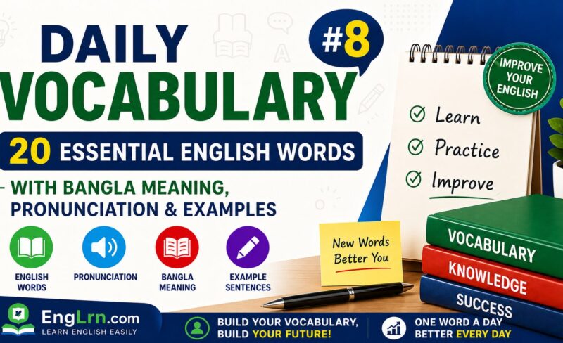 Daily Vocabulary #8, 20 Essential English Words with Bangla Meaning