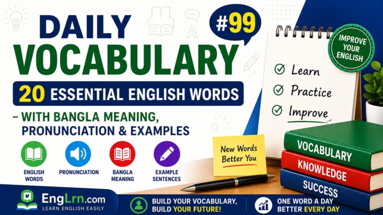 Daily Vocabulary #99, 20 Essential English Words with Bangla Meaning
