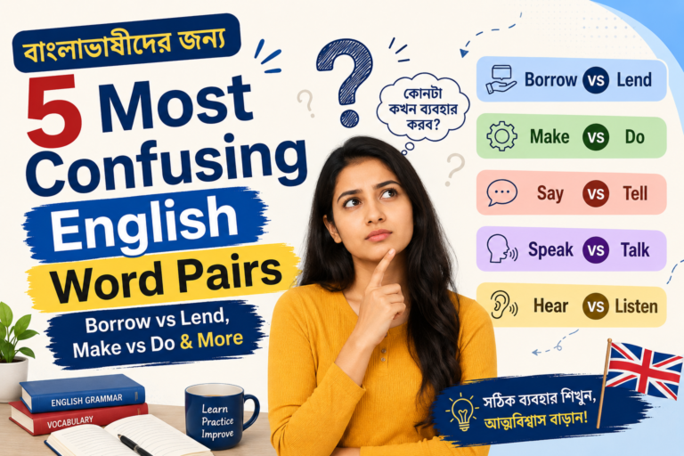 বাংলাভাষীদের জন্য 5 Most Confusing English Word Pairs Borrow vs Lend, Make vs Do & More