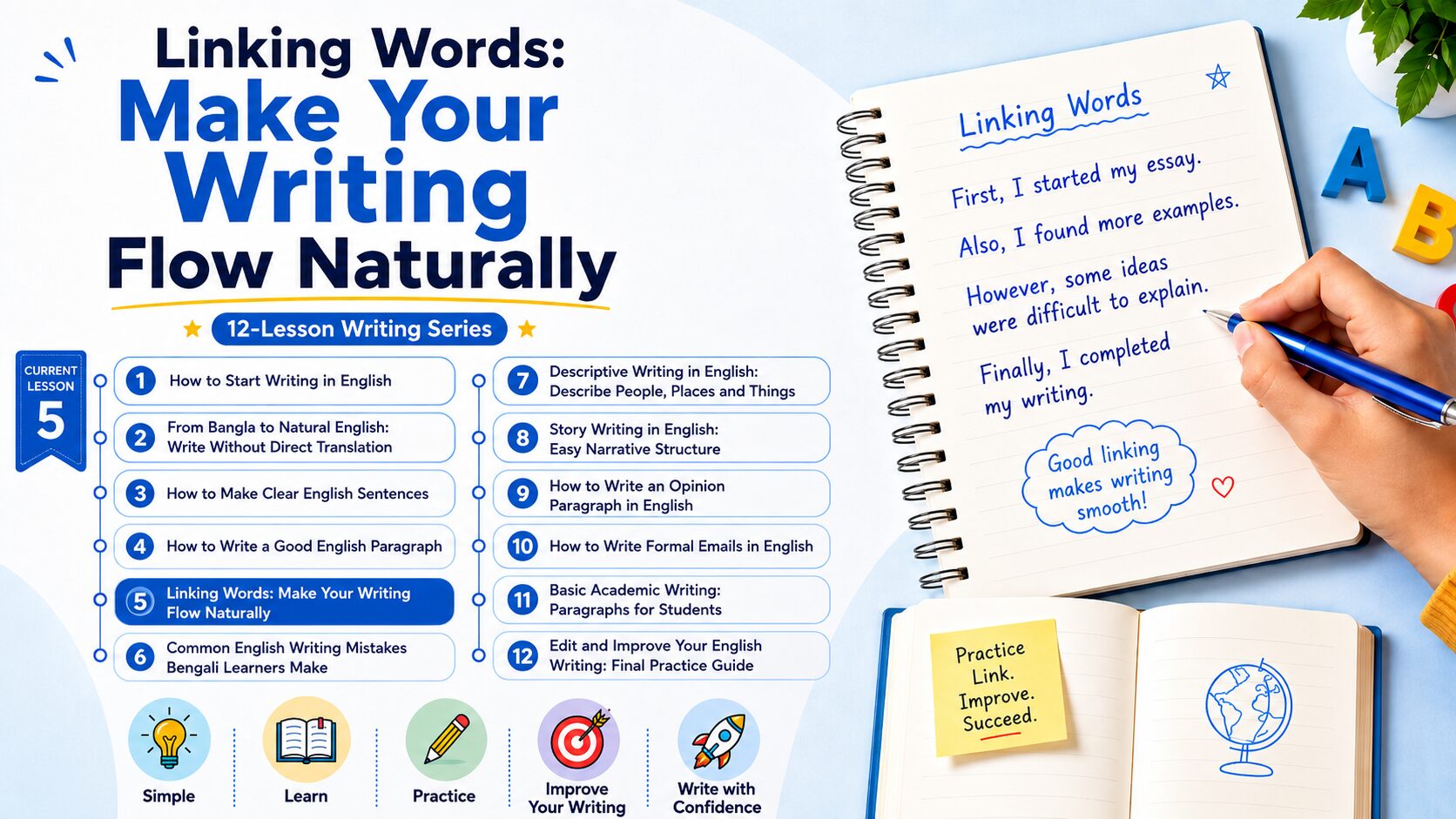 Linking words in English connecting sentences and ideas for better writing flow